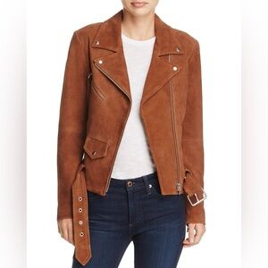 Veda Jayne Moto Biker Jacket Sz M Goat Suede